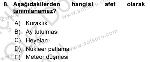 Arama Kurtarma Bilgisi ve Etik Değerler Dersi 2023 - 2024 Yılı (Vize) Ara Sınavı 8. Soru