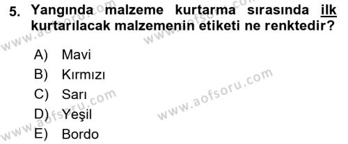 Arama Kurtarma Bilgisi ve Etik Değerler Dersi 2023 - 2024 Yılı (Final) Dönem Sonu Sınavı 5. Soru