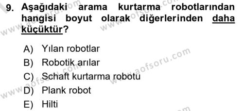 Arama Kurtarma Bilgisi ve Etik Değerler Dersi 2023 - 2024 Yılı (Final) Dönem Sonu Sınavı 9. Soru