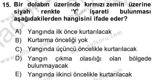 Arama Kurtarma Bilgisi ve Etik Değerler Dersi 2023 - 2024 Yılı Yaz Okulu Sınavı 15. Soru