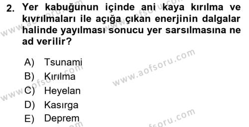 Arama Kurtarma Bilgisi ve Etik Değerler Dersi 2023 - 2024 Yılı Yaz Okulu Sınavı 2. Soru