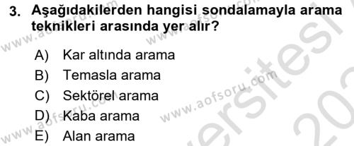 Arama Kurtarma Bilgisi ve Etik Değerler Dersi 2023 - 2024 Yılı Yaz Okulu Sınavı 3. Soru