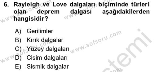 Arama Kurtarma Bilgisi ve Etik Değerler Dersi 2023 - 2024 Yılı Yaz Okulu Sınavı 6. Soru