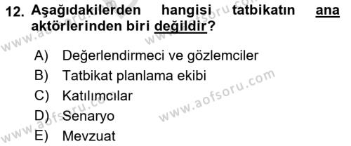 Afet Senaryosu ve Tatbikatlar Dersi 2021 - 2022 Yılı (Final) Dönem Sonu Sınavı 12. Soru