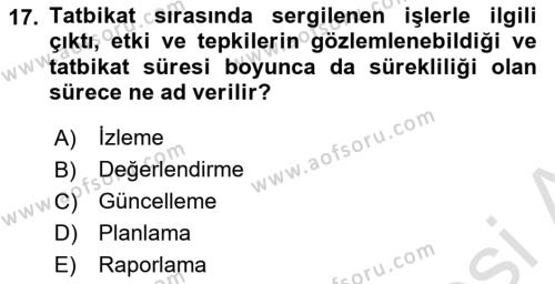 Afet Senaryosu ve Tatbikatlar Dersi 2021 - 2022 Yılı (Final) Dönem Sonu Sınavı 17. Soru