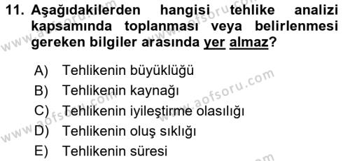 Afet Senaryosu ve Tatbikatlar Dersi 2023 - 2024 Yılı (Vize) Ara Sınavı 11. Soru