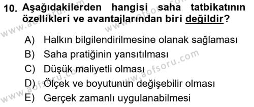 Afet Senaryosu ve Tatbikatlar Dersi 2023 - 2024 Yılı (Final) Dönem Sonu Sınavı 10. Soru