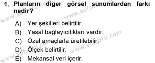 Kent, Planlama ve Afet Risk Yönetimi Dersi 2017 - 2018 Yılı (Vize) Ara Sınavı 1. Soru