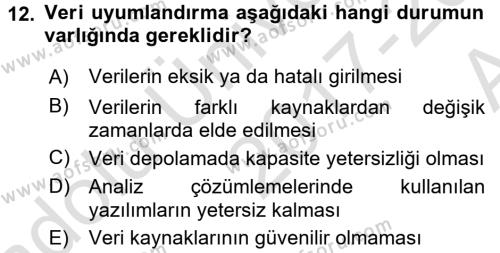 Kent, Planlama ve Afet Risk Yönetimi Dersi 2017 - 2018 Yılı (Vize) Ara Sınavı 12. Soru