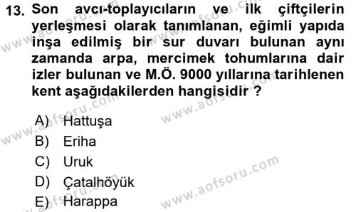 Kent, Planlama ve Afet Risk Yönetimi Dersi 2017 - 2018 Yılı (Vize) Ara Sınavı 13. Soru