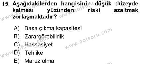 Kent, Planlama ve Afet Risk Yönetimi Dersi 2017 - 2018 Yılı (Final) Dönem Sonu Sınavı 15. Soru