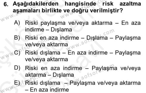 Kent, Planlama ve Afet Risk Yönetimi Dersi 2017 - 2018 Yılı (Final) Dönem Sonu Sınavı 6. Soru