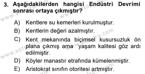 Kent, Planlama ve Afet Risk Yönetimi Dersi 2021 - 2022 Yılı Yaz Okulu Sınavı 3. Soru