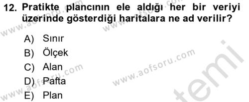 Kent, Planlama ve Afet Risk Yönetimi Dersi 2022 - 2023 Yılı (Vize) Ara Sınavı 12. Soru