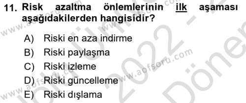 Kent, Planlama ve Afet Risk Yönetimi Dersi 2022 - 2023 Yılı (Final) Dönem Sonu Sınavı 11. Soru