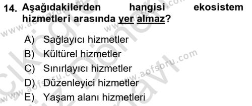 Kent, Planlama ve Afet Risk Yönetimi Dersi 2022 - 2023 Yılı (Final) Dönem Sonu Sınavı 14. Soru