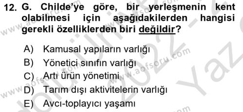 Kent, Planlama ve Afet Risk Yönetimi Dersi 2022 - 2023 Yılı Yaz Okulu Sınavı 12. Soru