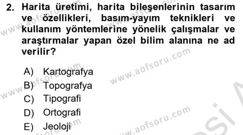 Kent, Planlama ve Afet Risk Yönetimi Dersi 2022 - 2023 Yılı Yaz Okulu Sınavı 2. Soru