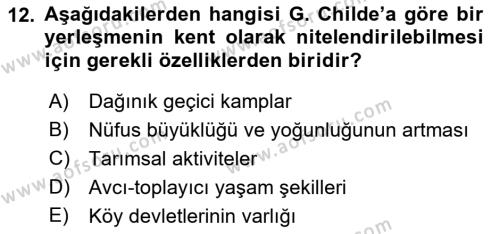 Kent, Planlama ve Afet Risk Yönetimi Dersi 2023 - 2024 Yılı (Vize) Ara Sınavı 12. Soru