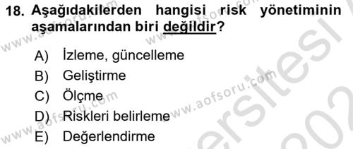 Kent, Planlama ve Afet Risk Yönetimi Dersi 2023 - 2024 Yılı (Final) Dönem Sonu Sınavı 18. Soru