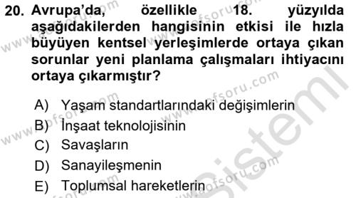 Kent, Planlama ve Afet Risk Yönetimi Dersi 2023 - 2024 Yılı (Final) Dönem Sonu Sınavı 20. Soru