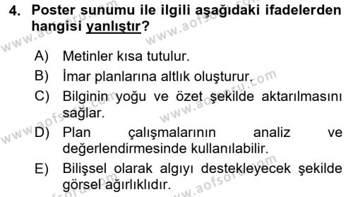 Kent, Planlama ve Afet Risk Yönetimi Dersi 2023 - 2024 Yılı (Final) Dönem Sonu Sınavı 4. Soru