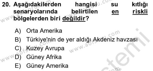 Kent, Planlama ve Afet Risk Yönetimi Dersi 2023 - 2024 Yılı Yaz Okulu Sınavı 20. Soru