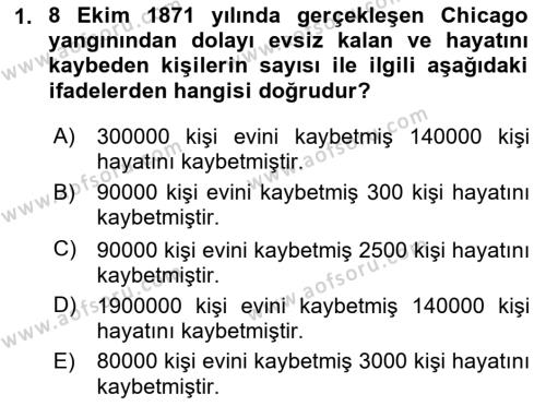 Yangın ve Yangın Güvenliği Dersi 2023 - 2024 Yılı (Vize) Ara Sınavı 1. Soru