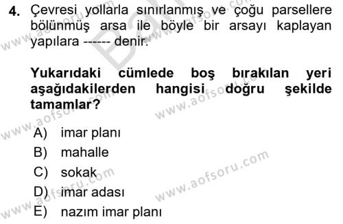 Yangın ve Yangın Güvenliği Dersi 2023 - 2024 Yılı (Final) Dönem Sonu Sınavı 4. Soru