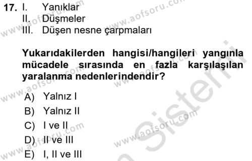 Temel Afet Bilgisi Dersi 2022 - 2023 Yılı (Vize) Ara Sınavı 17. Soru