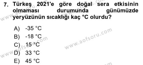 Temel Afet Bilgisi Dersi 2022 - 2023 Yılı (Vize) Ara Sınavı 7. Soru