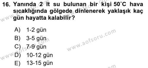 Temel Afet Bilgisi Dersi 2022 - 2023 Yılı (Final) Dönem Sonu Sınavı 16. Soru