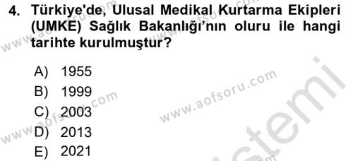 Temel Afet Bilgisi Dersi 2022 - 2023 Yılı (Final) Dönem Sonu Sınavı 4. Soru