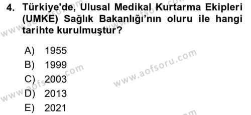 Temel Afet Bilgisi Dersi 2022 - 2023 Yılı Yaz Okulu Sınavı 4. Soru