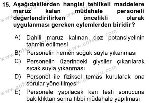 Temel Afet Bilgisi Dersi 2023 - 2024 Yılı (Vize) Ara Sınavı 15. Soru