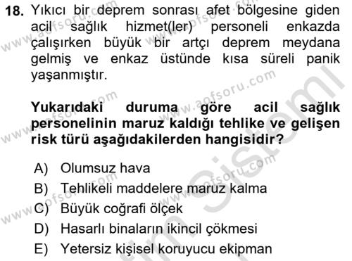 Temel Afet Bilgisi Dersi 2023 - 2024 Yılı (Vize) Ara Sınavı 18. Soru