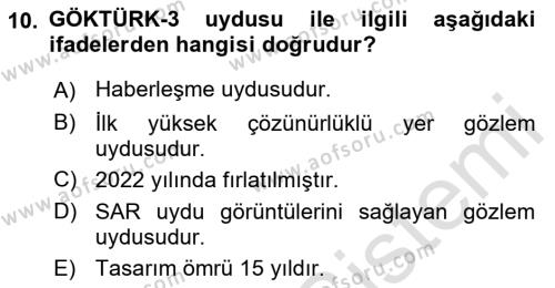 Temel Afet Bilgisi Dersi 2023 - 2024 Yılı (Final) Dönem Sonu Sınavı 10. Soru