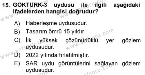 Temel Afet Bilgisi Dersi 2023 - 2024 Yılı Yaz Okulu Sınavı 15. Soru