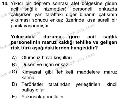 Temel Afet Bilgisi Dersi 2024 - 2025 Yılı (Vize) Ara Sınavı 14. Soru