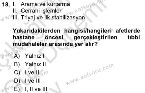 Temel Afet Bilgisi Dersi 2024 - 2025 Yılı (Vize) Ara Sınavı 18. Soru