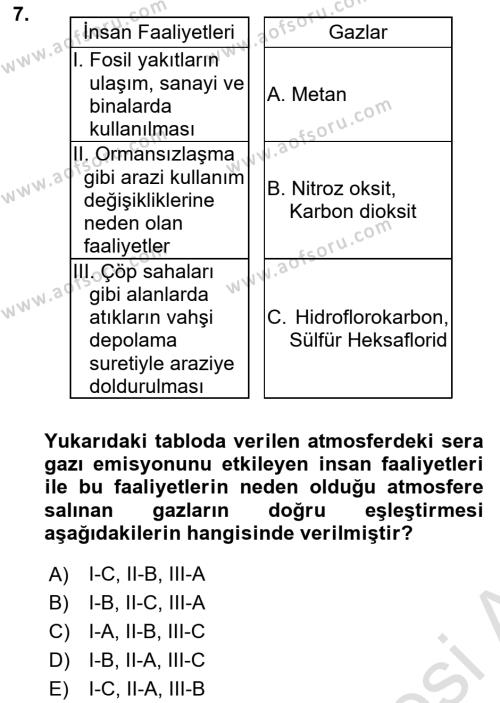 Temel Afet Bilgisi Dersi 2024 - 2025 Yılı (Vize) Ara Sınavı 7. Soru