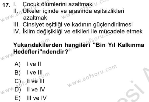 Afet Psikolojisi ve Sosyolojisi Dersi 2018 - 2019 Yılı 3 Ders Sınavı 17. Soru