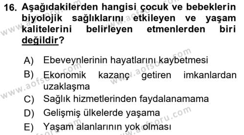 Afet Psikolojisi ve Sosyolojisi Dersi 2021 - 2022 Yılı Yaz Okulu Sınavı 16. Soru