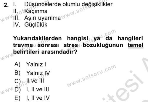 Afet Psikolojisi ve Sosyolojisi Dersi 2023 - 2024 Yılı (Vize) Ara Sınavı 2. Soru