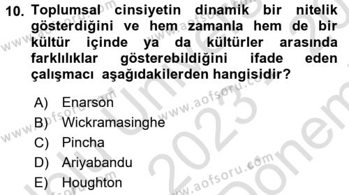 Afet Psikolojisi ve Sosyolojisi Dersi 2023 - 2024 Yılı (Final) Dönem Sonu Sınavı 10. Soru