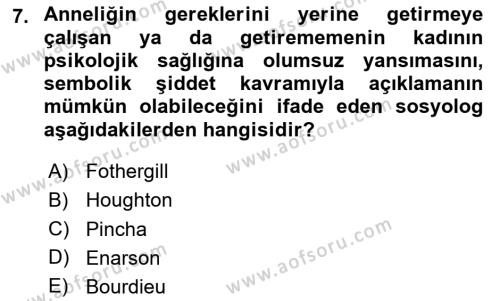 Afet Psikolojisi ve Sosyolojisi Dersi 2023 - 2024 Yılı (Final) Dönem Sonu Sınavı 7. Soru