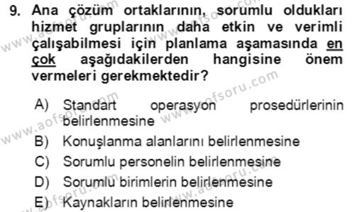 Acil Durum Ve Afet Yönetimi Planları Dersi 2018 - 2019 Yılı (Vize) Ara Sınavı 9. Soru