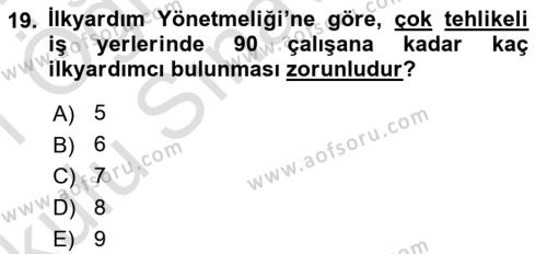 Acil Durum Ve Afet Yönetimi Planları Dersi 2020 - 2021 Yılı Yaz Okulu Sınavı 19. Soru