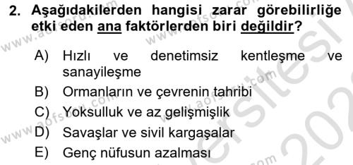 Acil Durum Ve Afet Yönetimi Planları Dersi 2022 - 2023 Yılı (Final) Dönem Sonu Sınavı 2. Soru