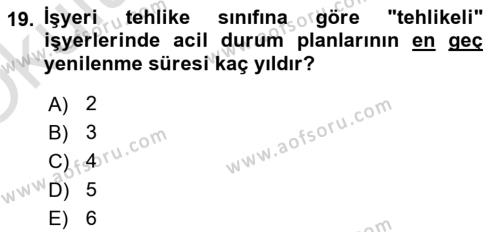 Acil Durum Ve Afet Yönetimi Planları Dersi 2022 - 2023 Yılı Yaz Okulu Sınavı 19. Soru